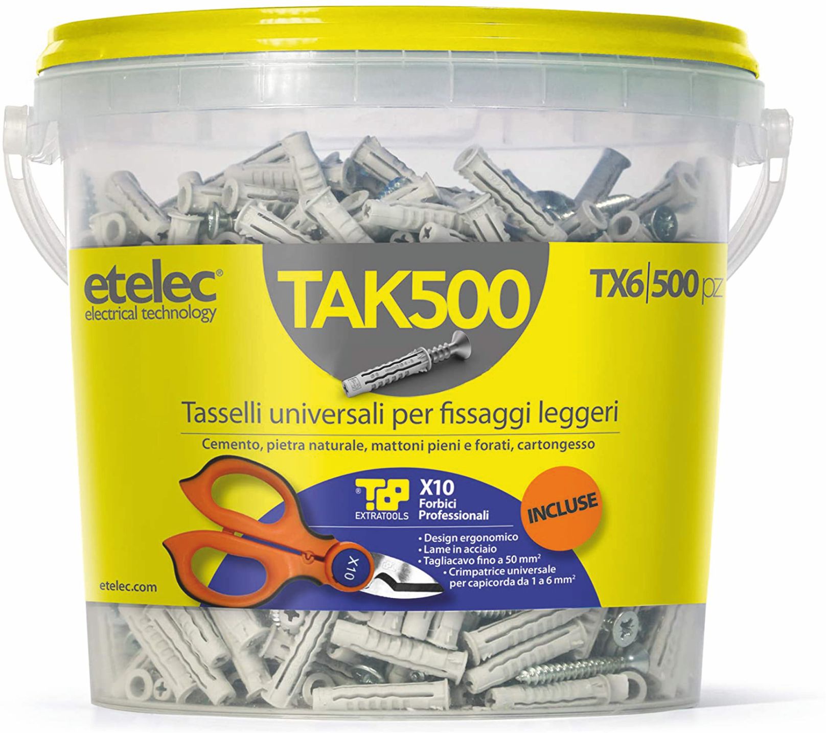 TX6 (FUSTO 500 PZ) TASS NYLON 6X30 MM+VITE - ETL TAK500 - Elmax - Materiale  elettrico online